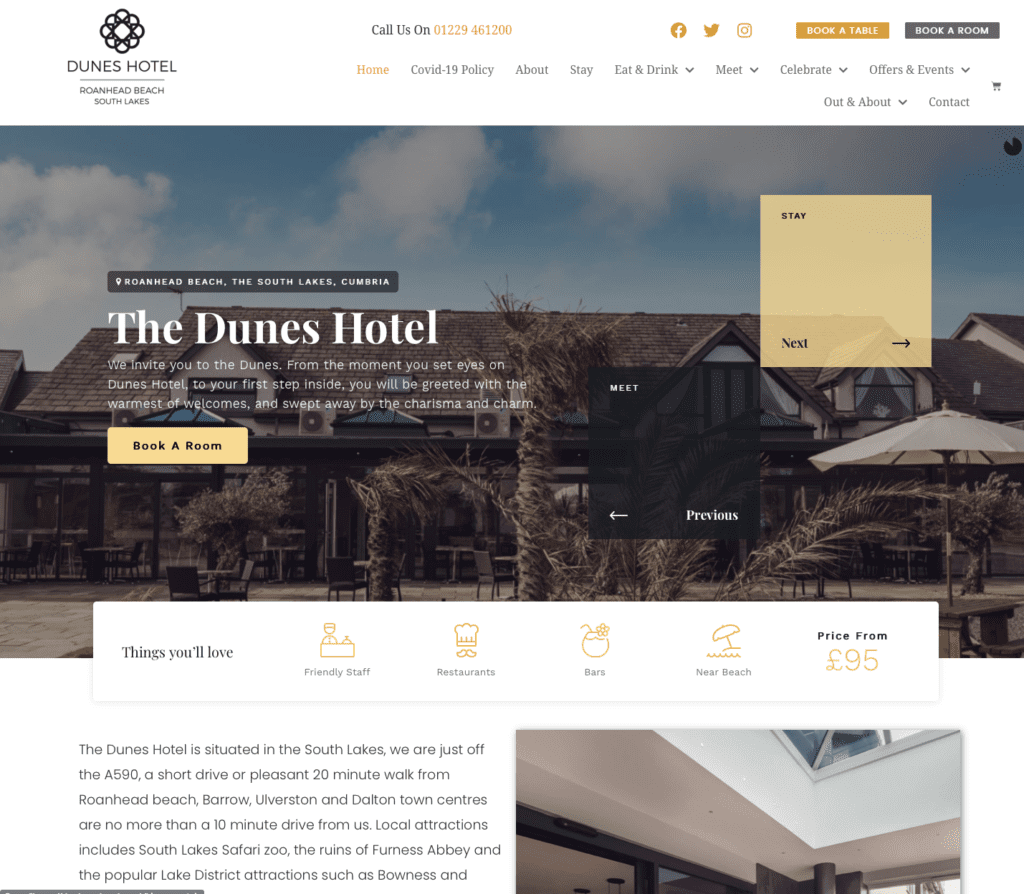 The Dunes Hotel - Hemel Web Design